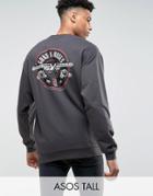 Asos Tall Oversized Sweatshirt With Ripped Neck & Guns N Roses Print - Black