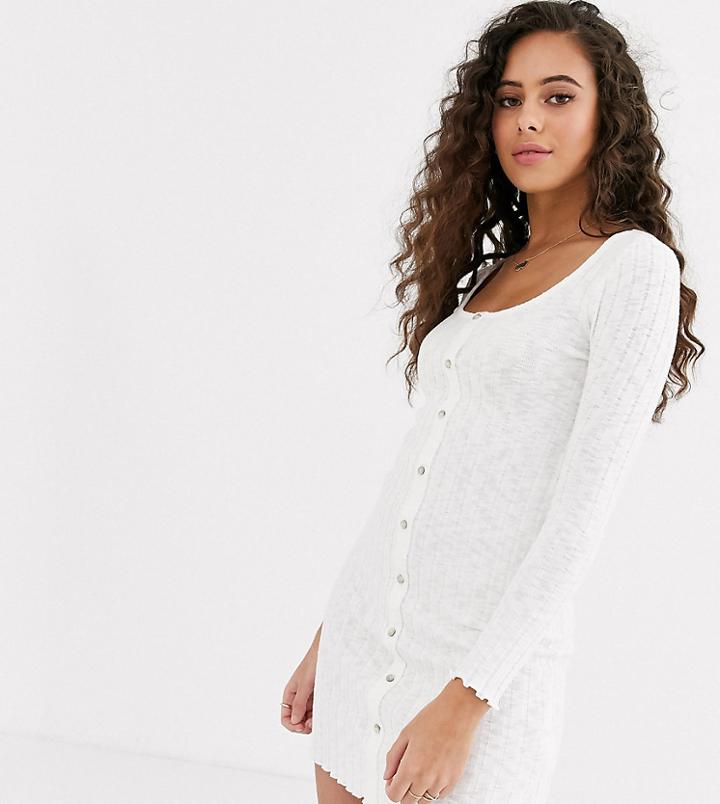 Miss Selfridge Button Through Mini Dress In Oatmeal