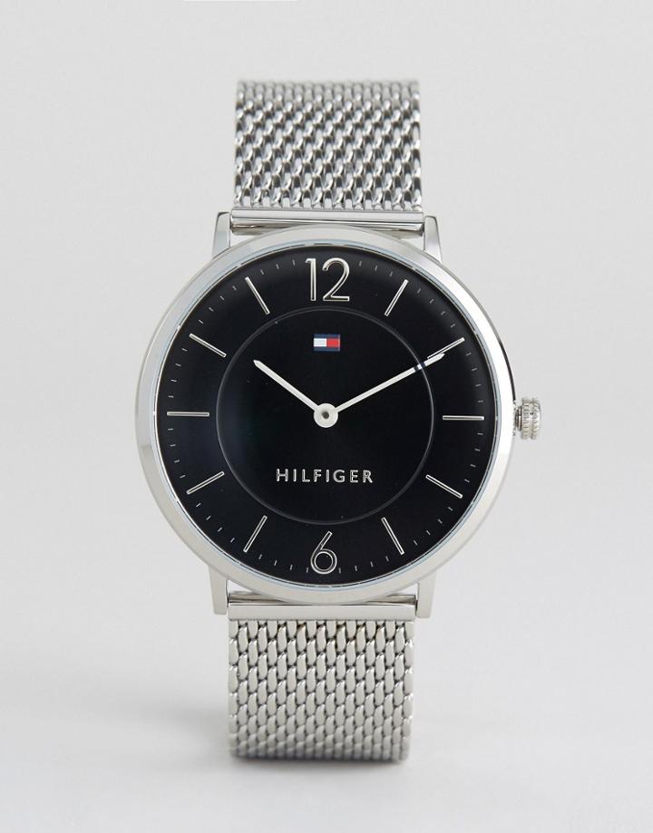 Tommy Hilfiger Ultra Slim Mesh Watch In Silver - Silver