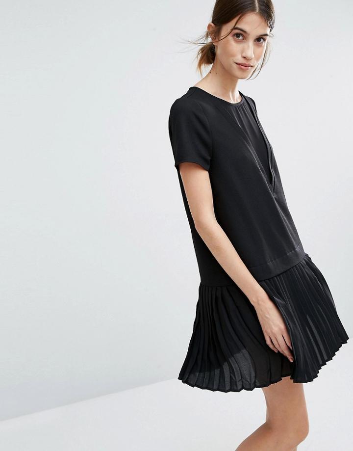 Vero Moda Pleated Drop Waist Dress - Black