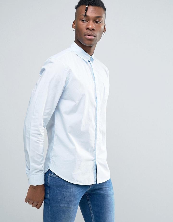 Bellfield Shirt In Washed Cotton In Regular Fit - Blue