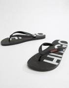 Hugo Reverse Logo Flip Flops In Black - Black