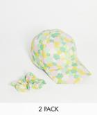 Reclaimed Vintage Inspired Cap And Scrunchie Pack In Floral Print-pink
