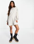 Asos Design Oversized Hoodie Mini Sweats Dress In Stone-neutral