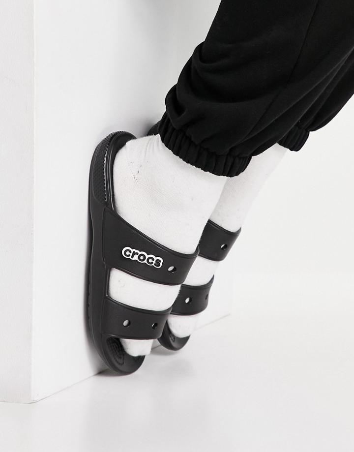 Crocs Classic Flat Sandals In Black
