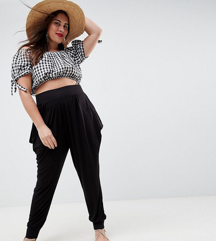 Asos Design Curve Slouchy Harem Pants - Black