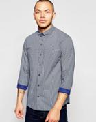 Dickens And Browne Poplin Geometric Print Shirt - Navy