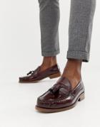 Office Invasion Tassel Loafers In Burgundy High Shine - Red