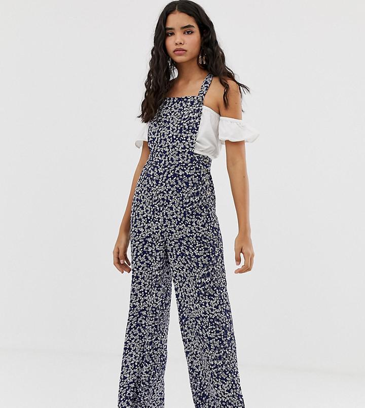 Miss Selfridge Pinny Jumpsuit In Ditsy Print