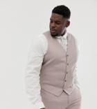 Asos Design Plus Wedding Skinny Stretch Cotton Suit Vest In Mink-beige