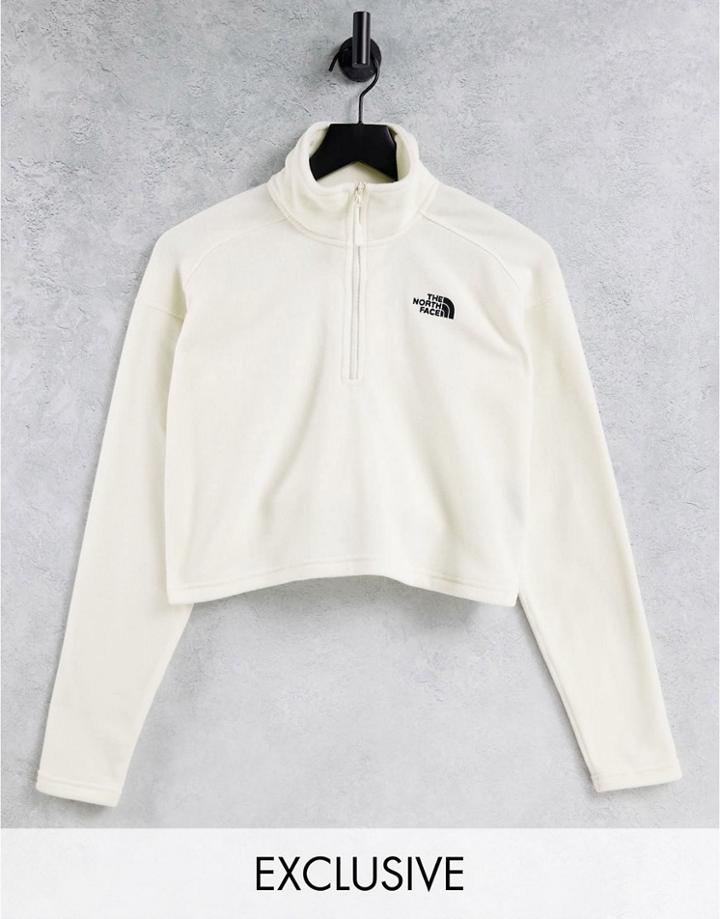 The North Face 100 Glacier 1/4 Zip Cropped Fleece In White Exclusive At Asos