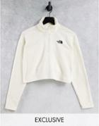 The North Face 100 Glacier 1/4 Zip Cropped Fleece In White Exclusive At Asos