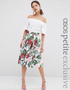 Asos Petite Scuba Prom Skirt In Pretty Floral - Multi