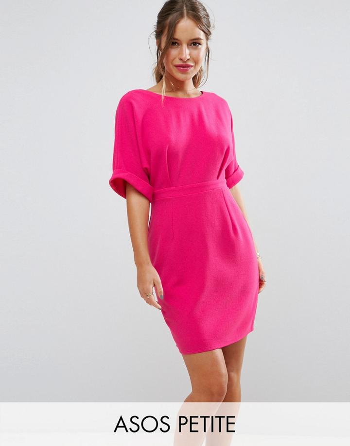 Asos Petite Mini Smart Woven Dress With V Back - Pink