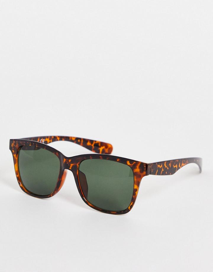 Topman Chunky Square Sunglasses In Tiger Tort-brown
