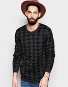 Asos Houndstooth Sweater With Metallic Yarn - Charcoal