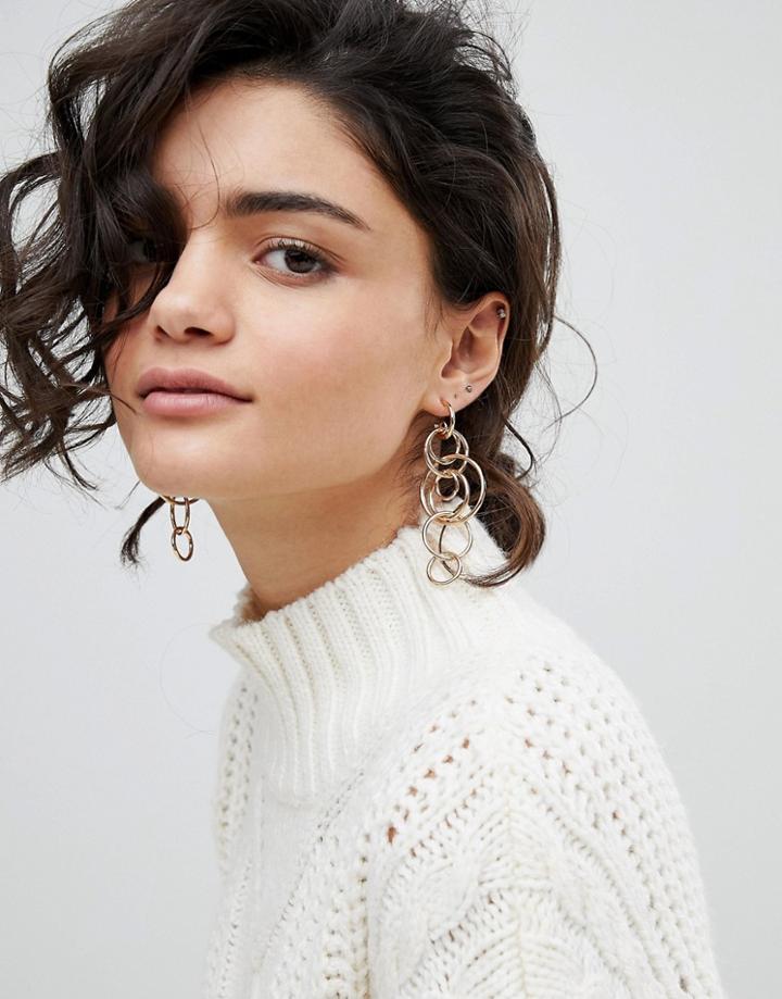 Ashiana Interlocking Circle Drop Earrings - Gold