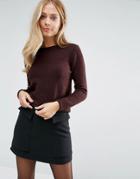 Oasis Crew Neck Knitted Sweater - Purple