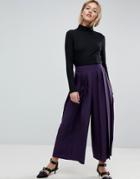Asos Tailored Culottes With Large Fold Pleat Front - Purple
