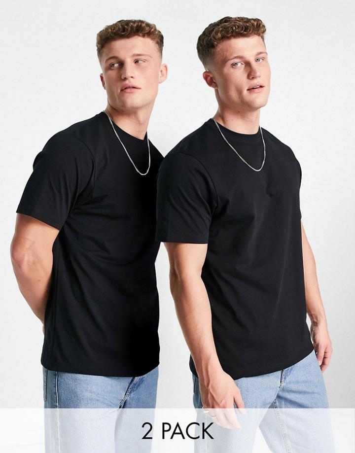 Pull & Bear Join Life 2-pack T-shirt In Black