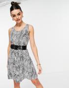 Only Nova Sara Short Sleeve Woven Dress In Snake Print-multi