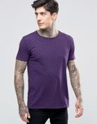 Scotch & Soda T-shirt All Over Polka Dot In Stretch Slim Fit In Purple - Purple