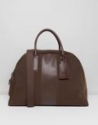 Asos Structered Carryall In Brown Faux Leather - Brown
