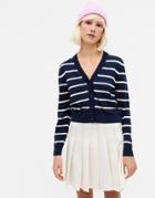 Monki Laila Knit Cardigan In Navy Stripe-black