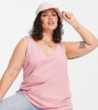 Asos Design Curve Ultimate Organic Cotton Scoop Neck Tank In Mink-pink