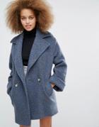 Helene Berman Tessa Coat In Gray And Blue Wool - Gray