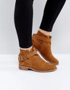 Asos Alexus Suede Slouch Ankle Boots - Beige