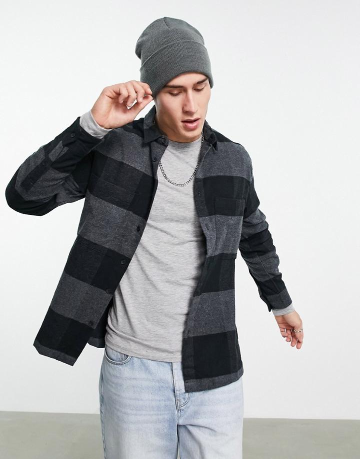 Bershka Shirt In Charcoal Check-gray