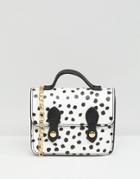 Asos Mini Polka Dot Satchel Bag With Top Handle - Black