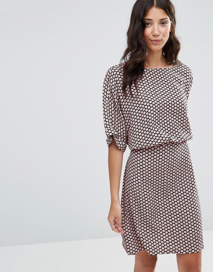 B.young Junly Printed Waisted Dress - Pink