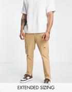 Asos Design Tapered Cargo Pants In Beige-neutral