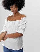 Glamorous Blouse With Puff Sleeves-white