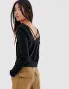 Only Cropped Square Neck Top With Cross Back - Black