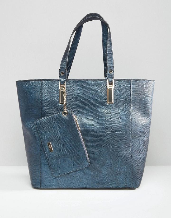 Dune Dana Metallic Tote Bag - Navy