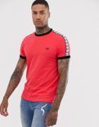Fred Perry Sport Graphic Taped Ringer T-shirt In Red - Red