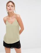 New Look Satin V Neck Cami Top - Pink