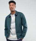 Asos Tall Harrington Jacket In Cotton Fabric In Bottle Green - Green