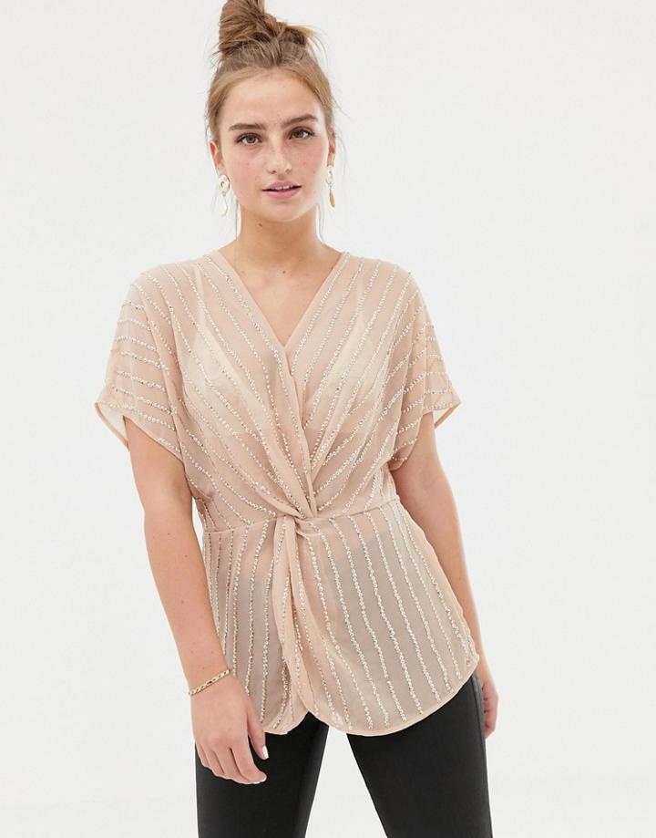 New Look Embellished Blouse - Pink