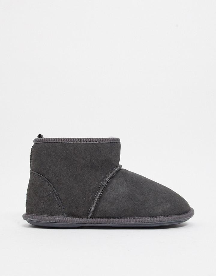 Sheepskin By Totes Suede Slipper Boots In Gray-grey