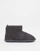 Sheepskin By Totes Suede Slipper Boots In Gray-grey