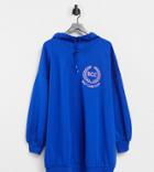 Simply Be Self Care Club Slogan Hoody In Blue-blues