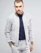 Gianni Feraud Pastel Stripe Seersucker Bomber Jacket - Green