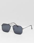 Jeepers Peepers Square Aviator Sunglasses In Black - Black