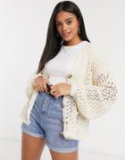 In The Style X Lorna Luxe Knitted Cardigan In Cream-white