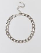 Asos Curb Chain Choker Necklace - Rhodium