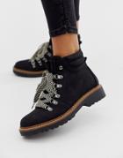 Park Lane Flat Boots With Contrast Laces-black